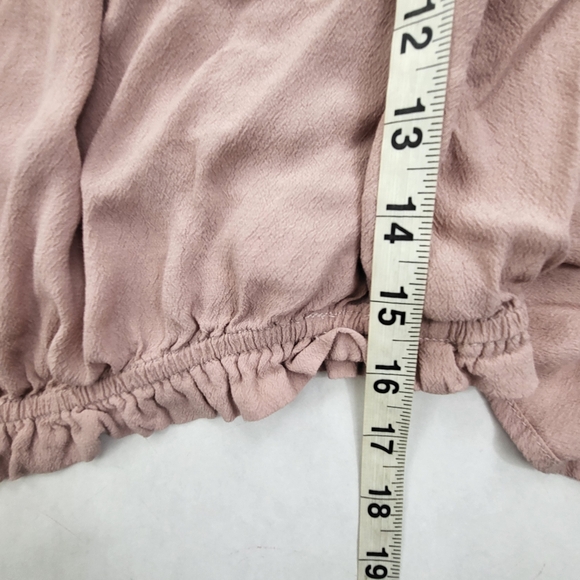 Forever 21 Gingham Off The Shoulder Crop Top Ling Sleeve Pink Size XL - Picture 6 of 8